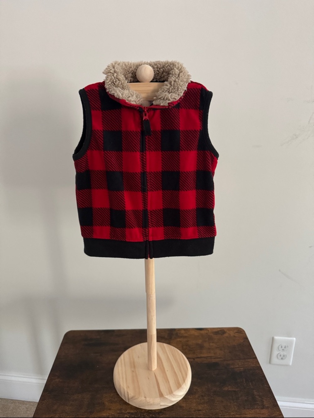 Carter's Red and Black Buffalo Plaid Sherpa-Lined Vest
